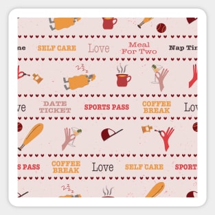 Self Care Coupons in a Line | pink and red Sticker